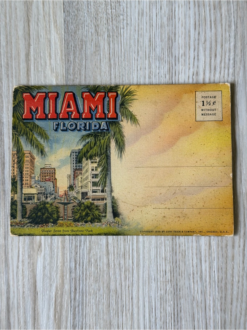Vintage 1939 Miami Florida Postcard Folder Accordion 18 Souvenir View Curt Teich